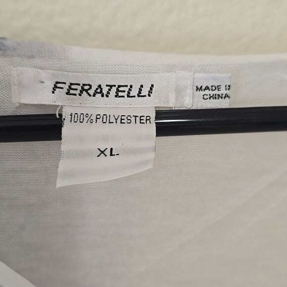 Feratelli Tunic Blue Status Print Blouse Top Blue, Size XL - Picture 2 of 8
